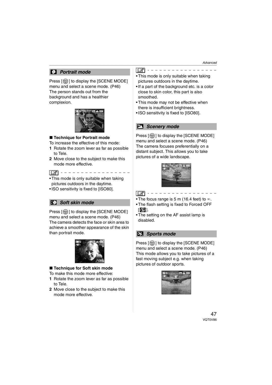 Panasonic DMCFX01K, DMC-FX01, DMCFX01P, DMCFX01W, DMCFX01S operating instructions Technique for Portrait mode 