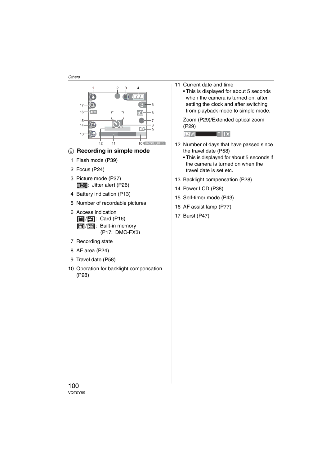 Panasonic DMC-FX07, DMC-FX3 operating instructions 100, Recording in simple mode 