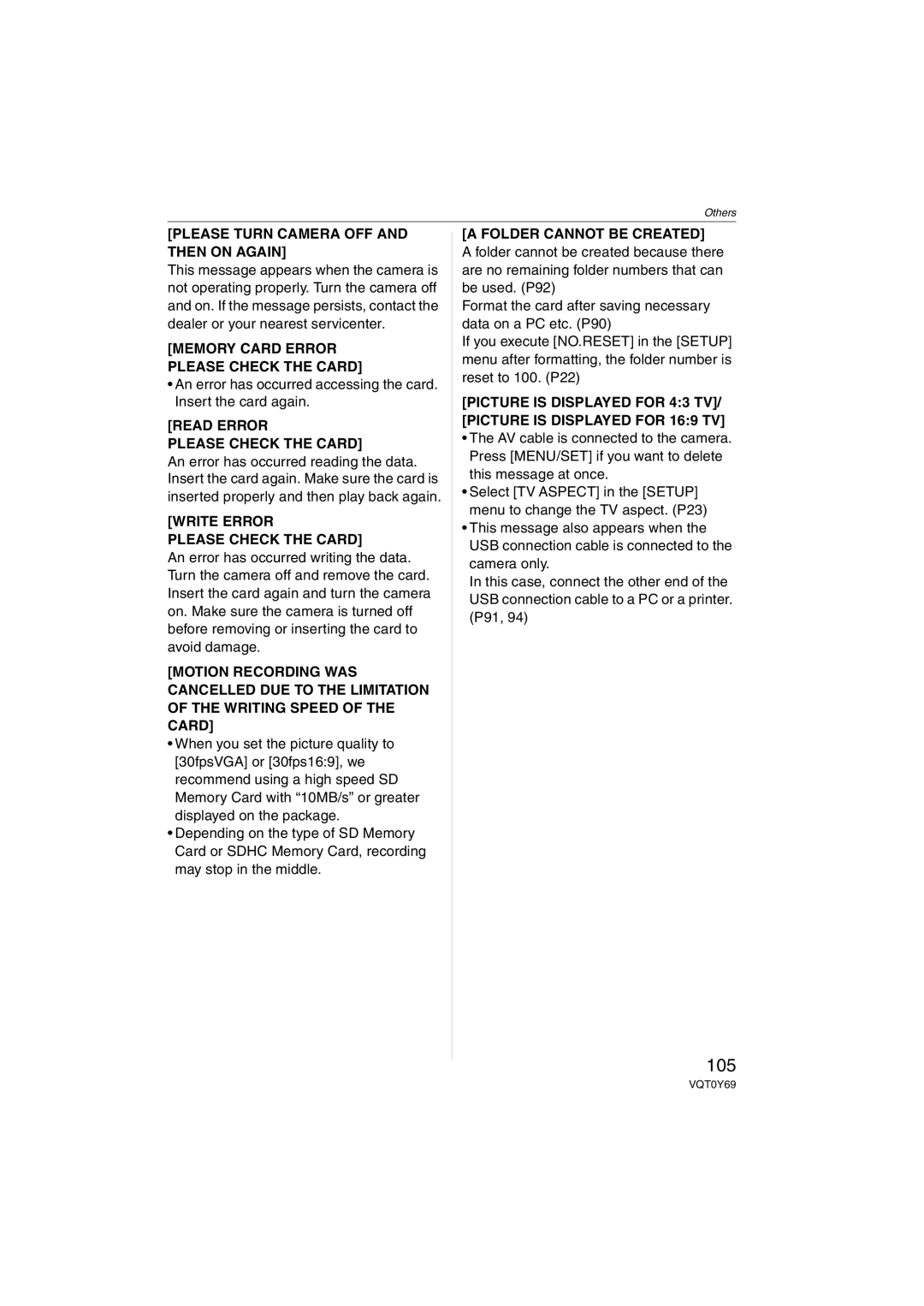 Panasonic DMC-FX3, DMC-FX07 operating instructions 105 