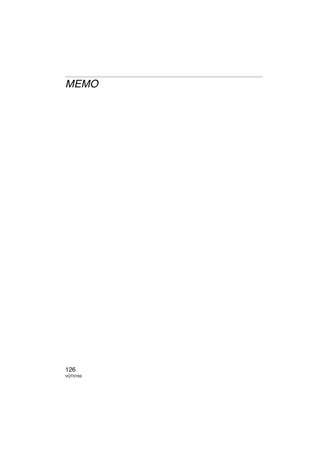 Panasonic DMC-FX07, DMC-FX3 operating instructions Memo, 126 