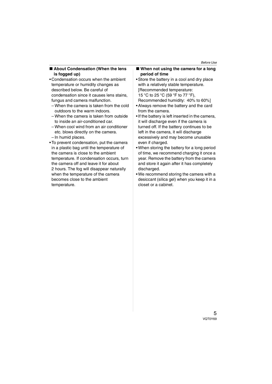 Panasonic DMC-FX3, DMC-FX07 operating instructions About Condensation When the lens Is fogged up, Humid places 