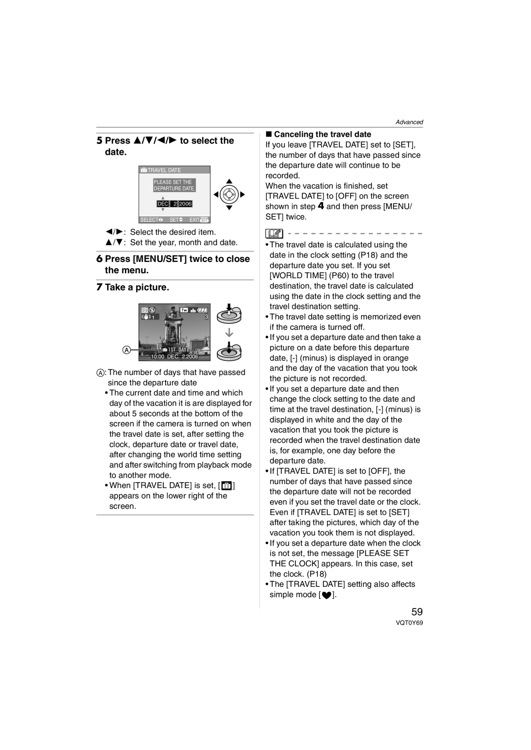 Panasonic DMC-FX3, DMC-FX07 Press 3/4/2/1 to select the date, Press MENU/SET twice to close the menu Take a picture 