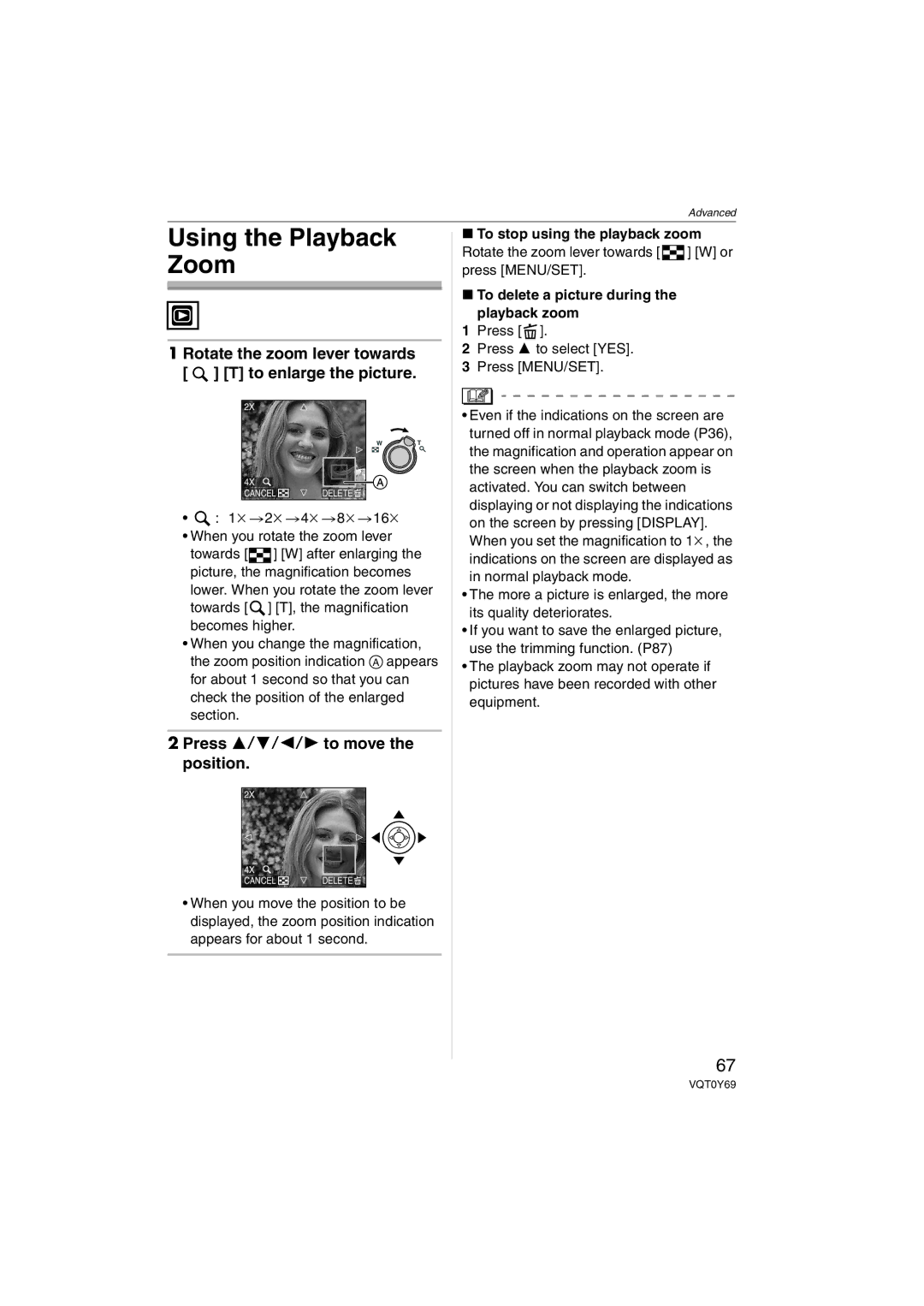 Panasonic DMC-FX3 Using the Playback Zoom, 1k2k4k8k16k When you rotate the zoom lever, To stop using the playback zoom 