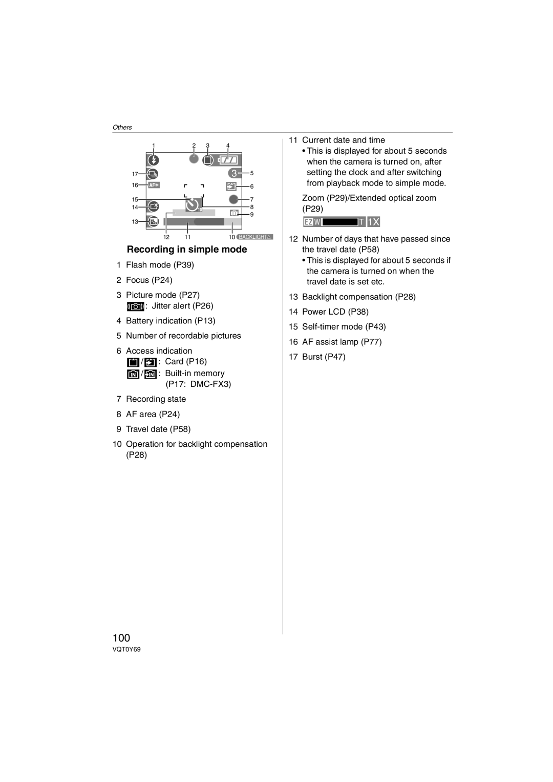 Panasonic DMC-FX07K operating instructions 100, Recording in simple mode 