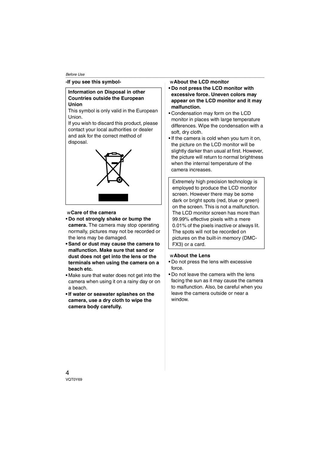 Panasonic DMC-FX07K operating instructions About the Lens 