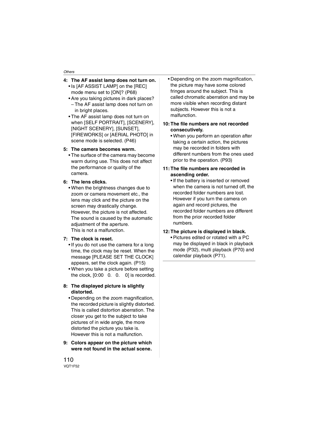 Panasonic DMCFX100S, DMC-FX100, DMCFX100K operating instructions 110 