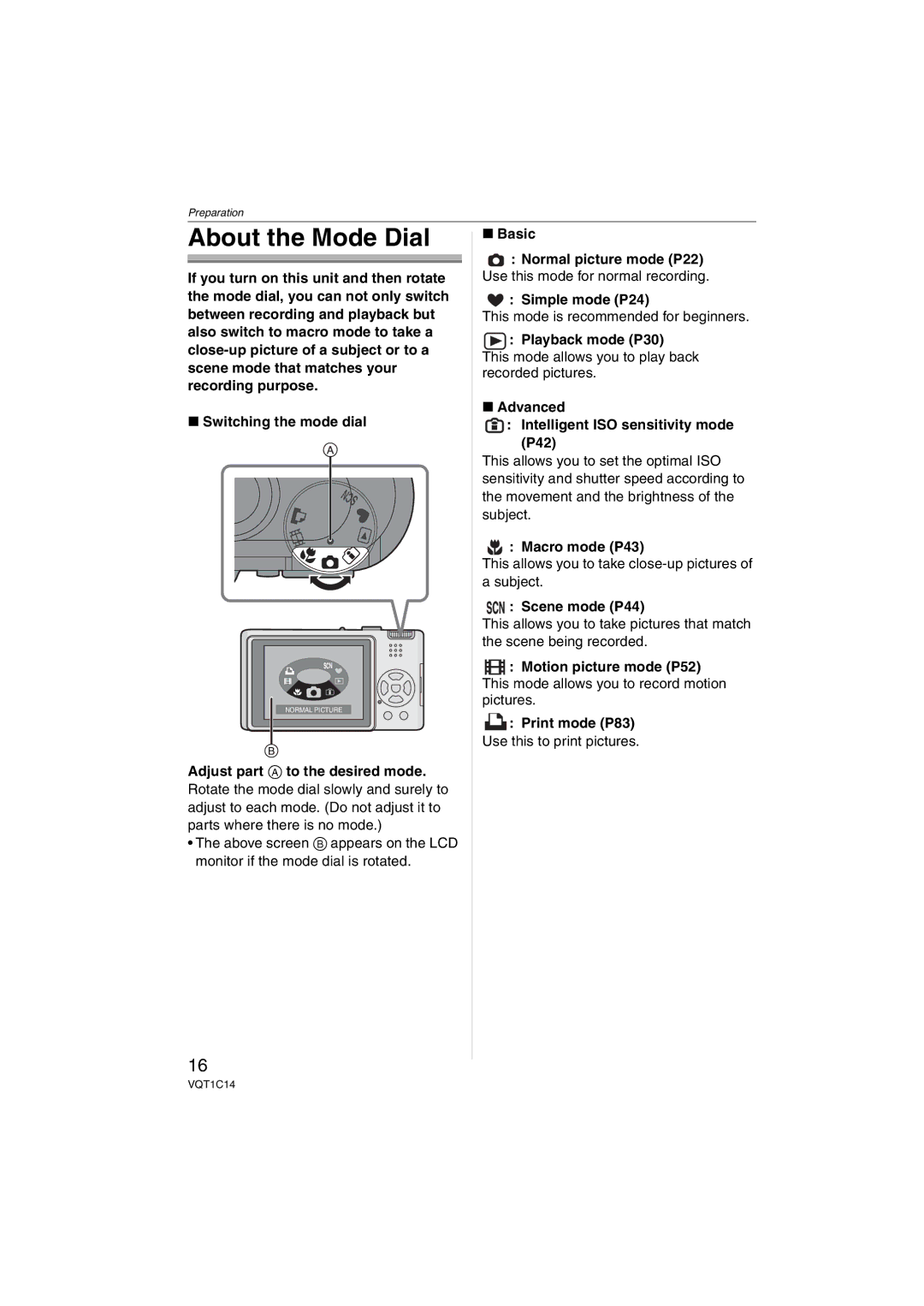 Panasonic DMC-FX12, DMC-FX10, DMCFX12S, DMCFX12K operating instructions About the Mode Dial 