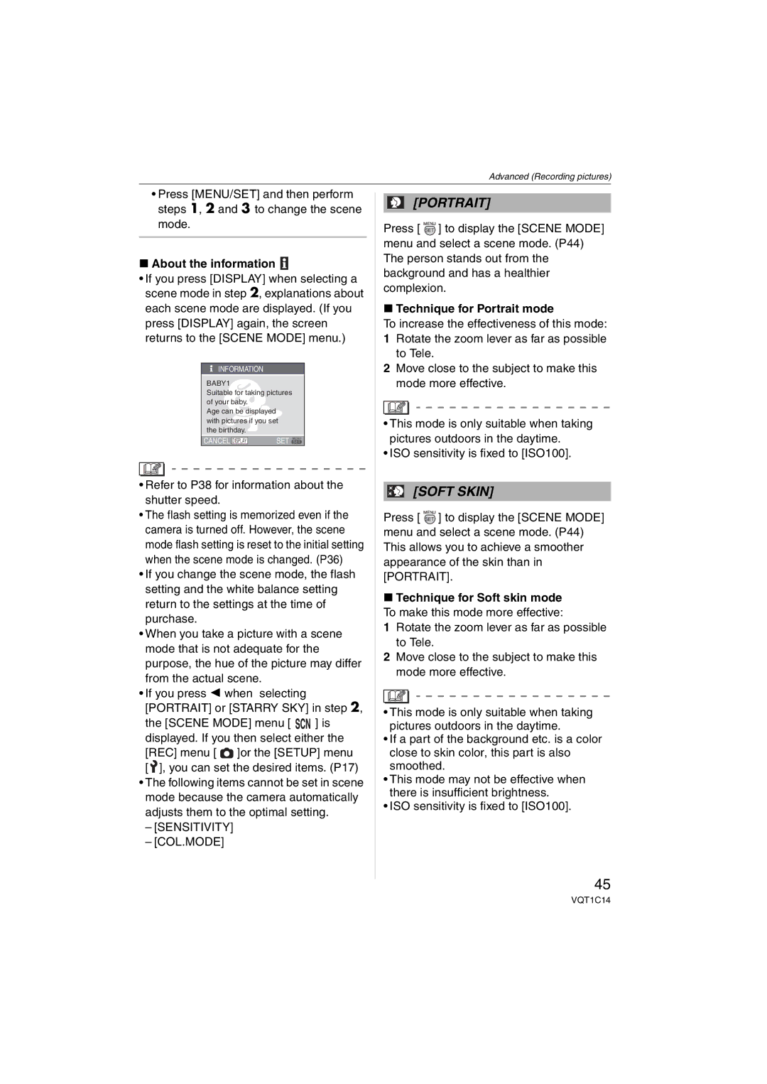 Panasonic DMC-FX10, DMC-FX12, DMCFX12S, DMCFX12K About the information, Refer to P38 for information about the shutter speed 