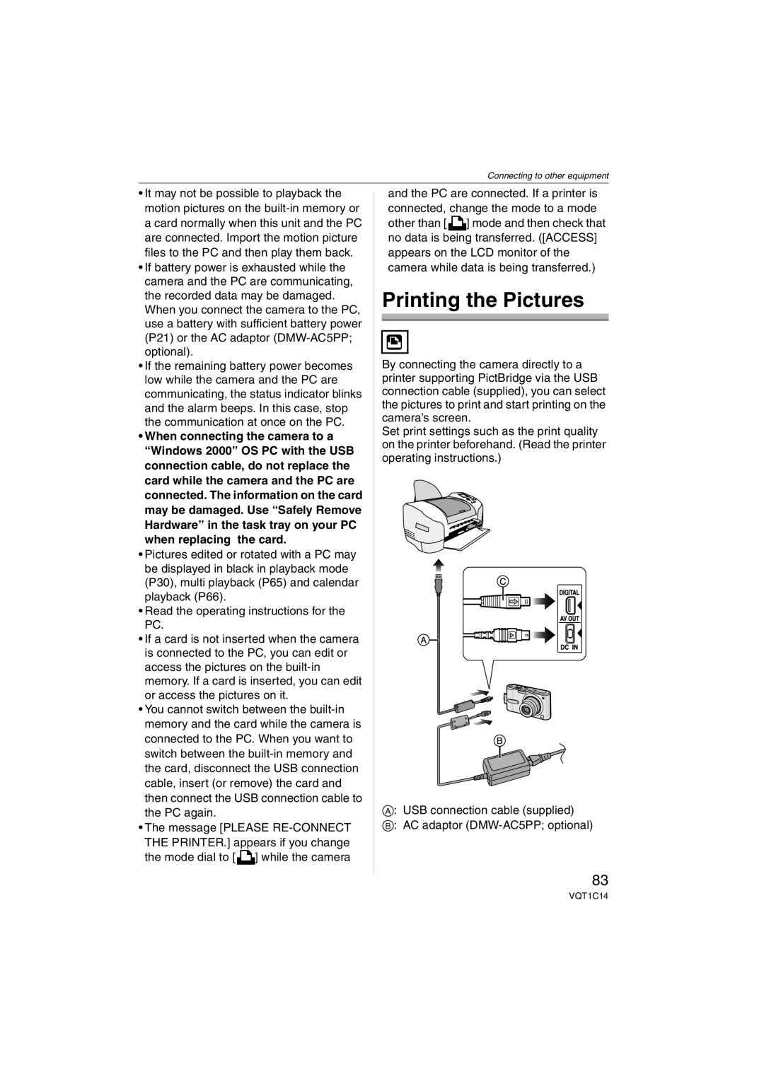 Panasonic DMCFX12K, DMC-FX12, DMC-FX10, DMCFX12S operating instructions Printing the Pictures 