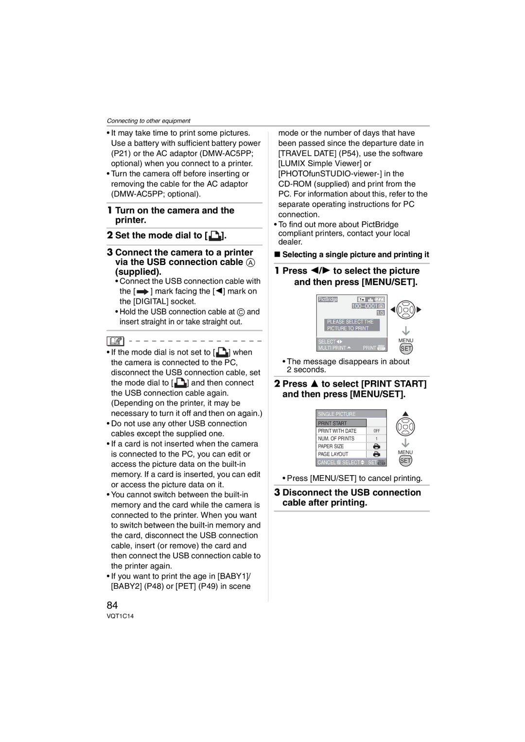 Panasonic DMC-FX12 Press 2/1 to select the picture and then press MENU/SET, Selecting a single picture and printing it 