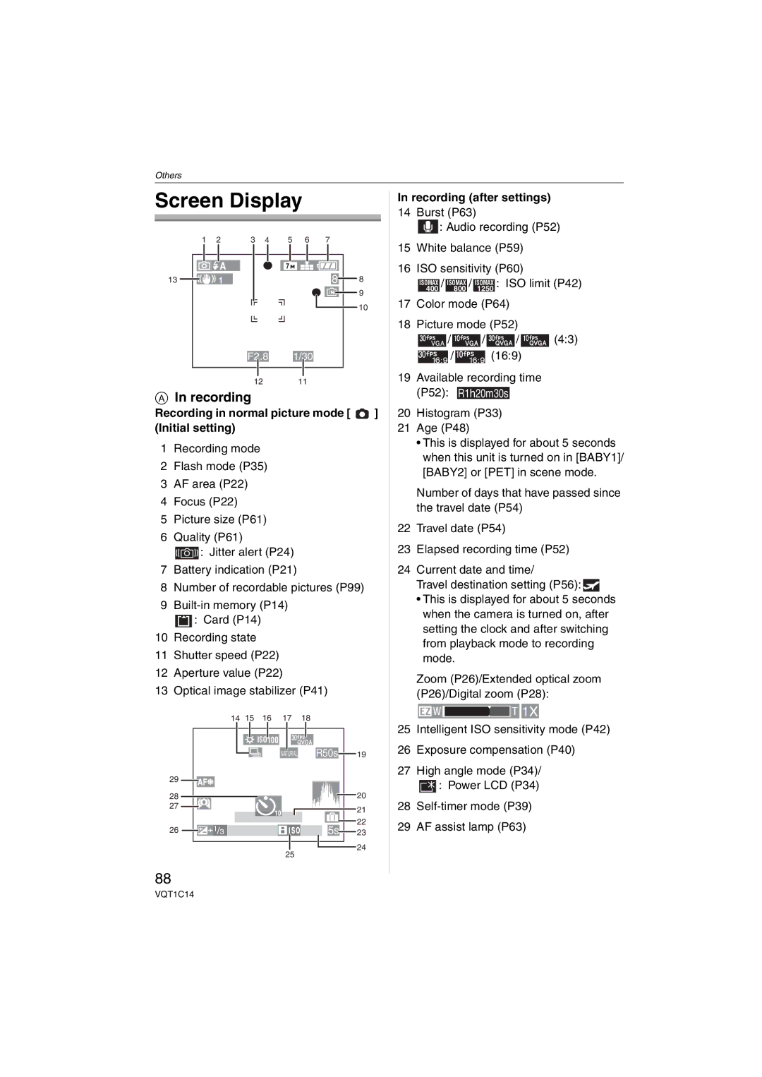 Panasonic DMC-FX12 Screen Display, Recording in normal picture mode Initial setting, Recording after settings 