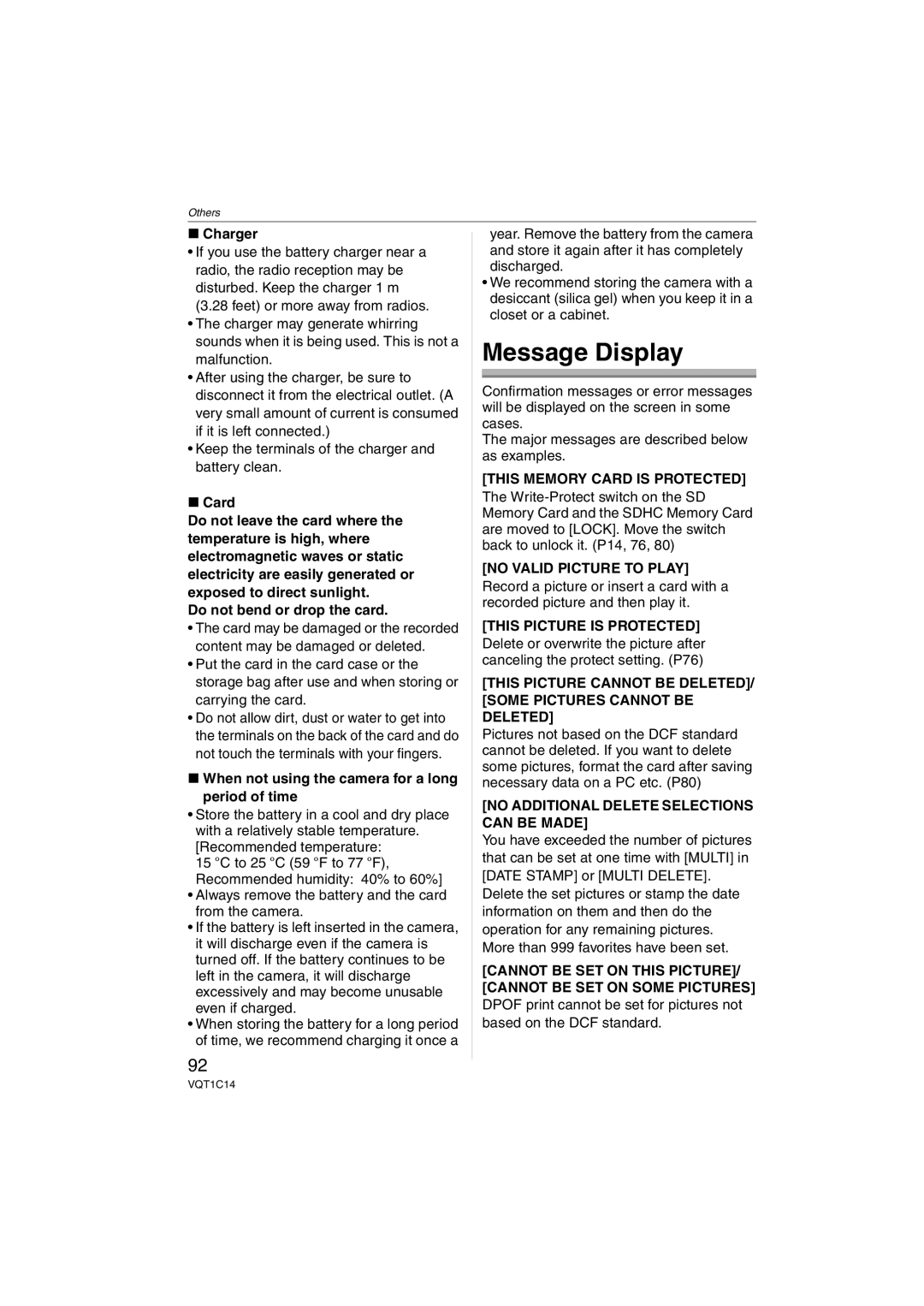 Panasonic DMC-FX12 Message Display, This Memory Card is Protected, No Valid Picture to Play, This Picture is Protected 