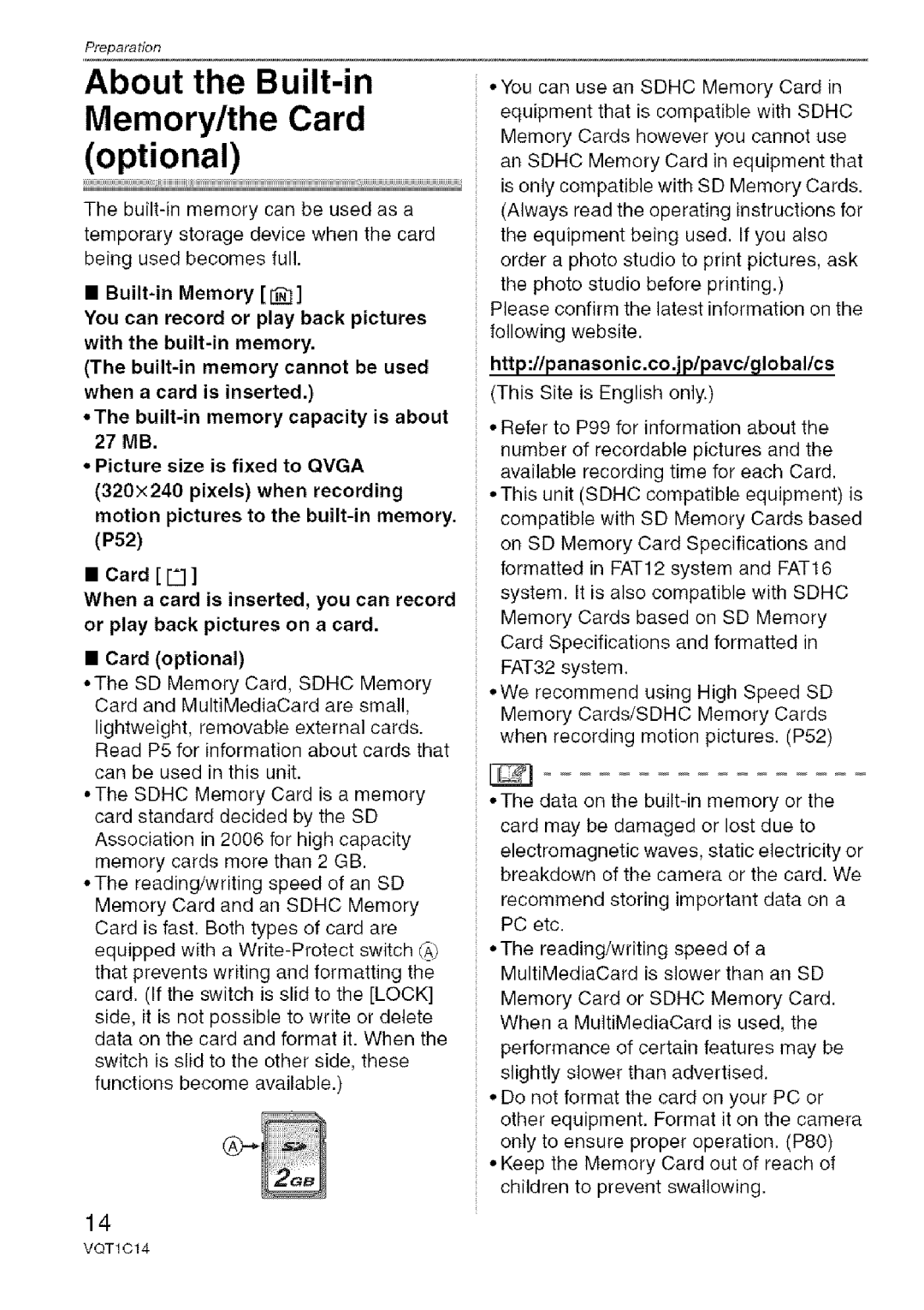 Panasonic DMC-FX12, DMC-FX10 operating instructions About the Built-in, Optional, Httpllpanasonic.co.jpIpavclgloballcs 