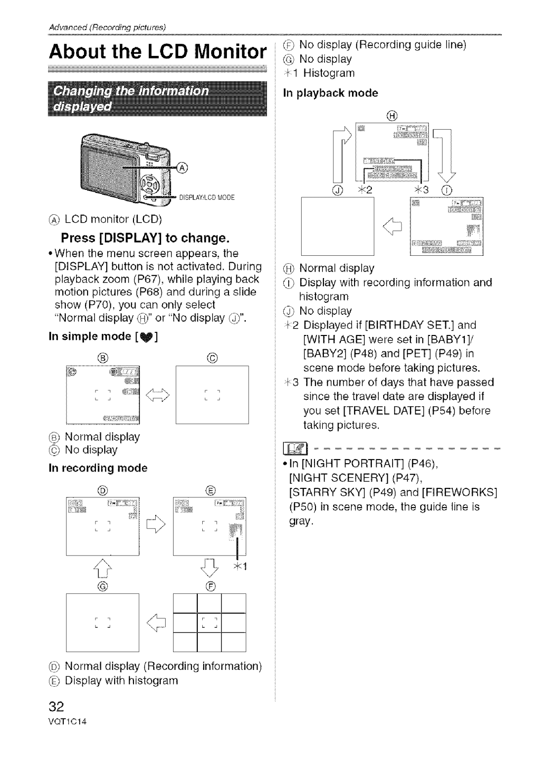 Panasonic DMC-FX12, DMC-FX10 operating instructions About the LCD Monitor, @ s2 ,3 