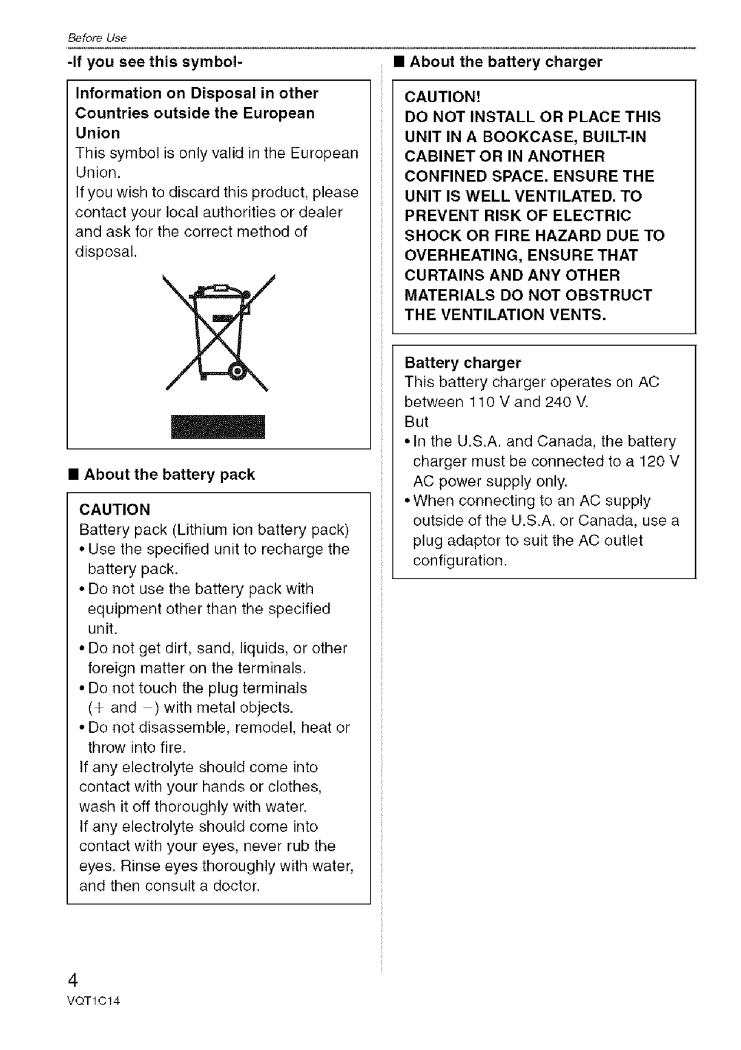 Panasonic DMC-FX12, DMC-FX10 operating instructions About the battery pack, About the battery charger, Battery charger 