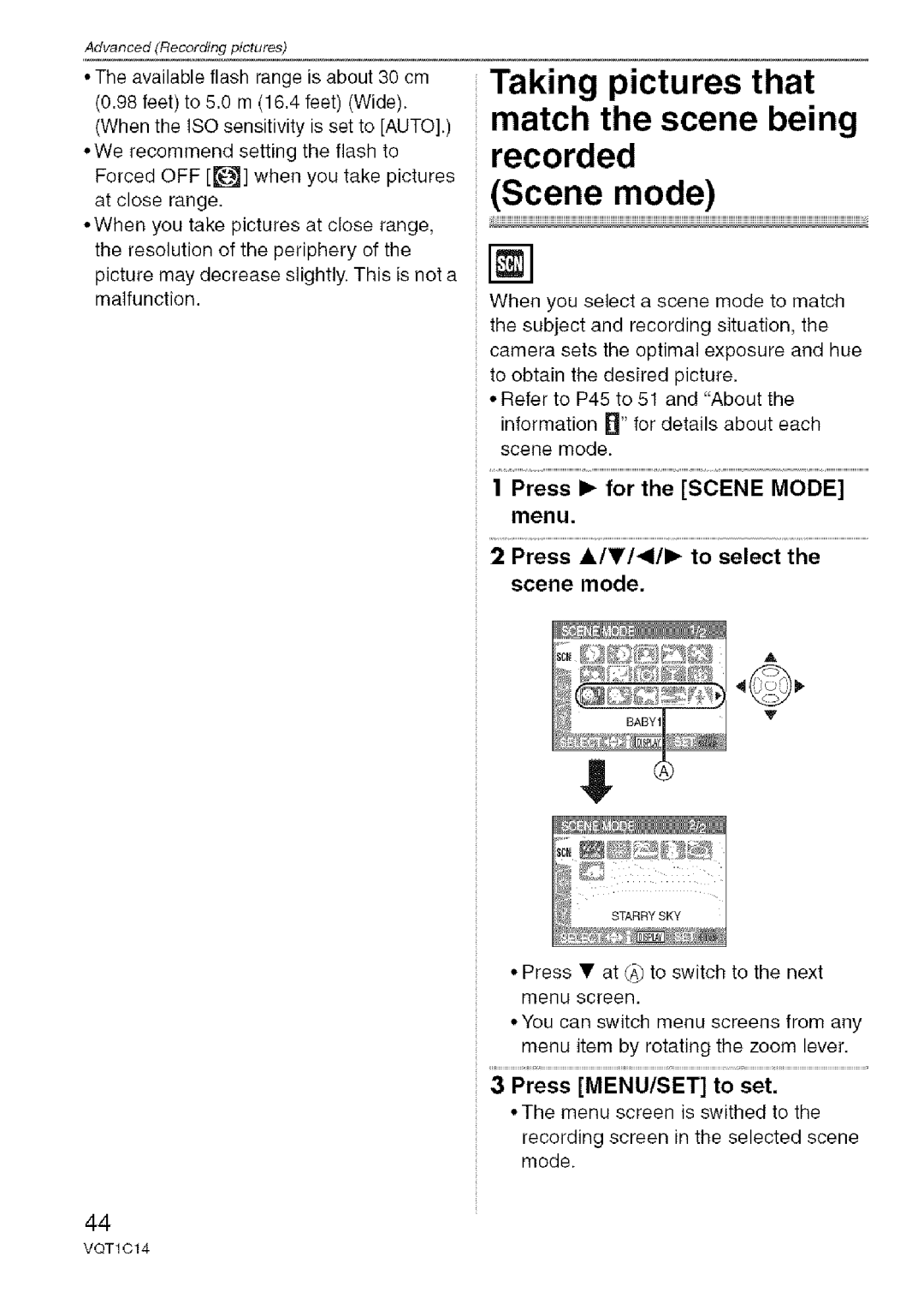 Panasonic DMC-FX12, DMC-FX10 operating instructions Taking pictures that, Scene mode, 0A04 