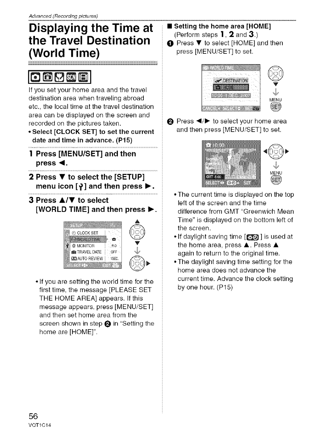 Panasonic DMC-FX12, DMC-FX10 operating instructions Displaying the Time at Travel Destination World Time, Then press 