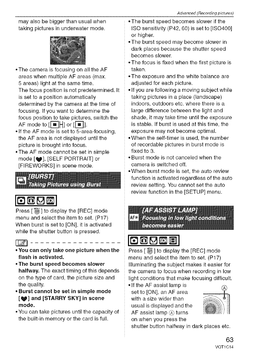 Panasonic DMC-FX10, DMC-FX12 operating instructions Advanced Recording pictures 