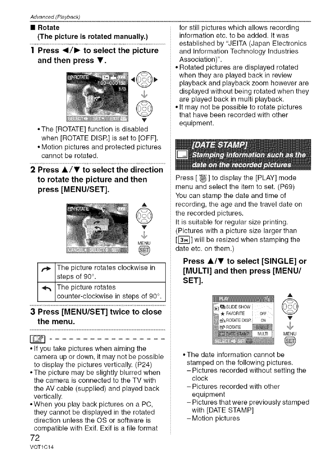 Panasonic DMC-FX12, DMC-FX10 operating instructions Press MENU/SET twice to close the menu, Multi and then press Menu, Set 