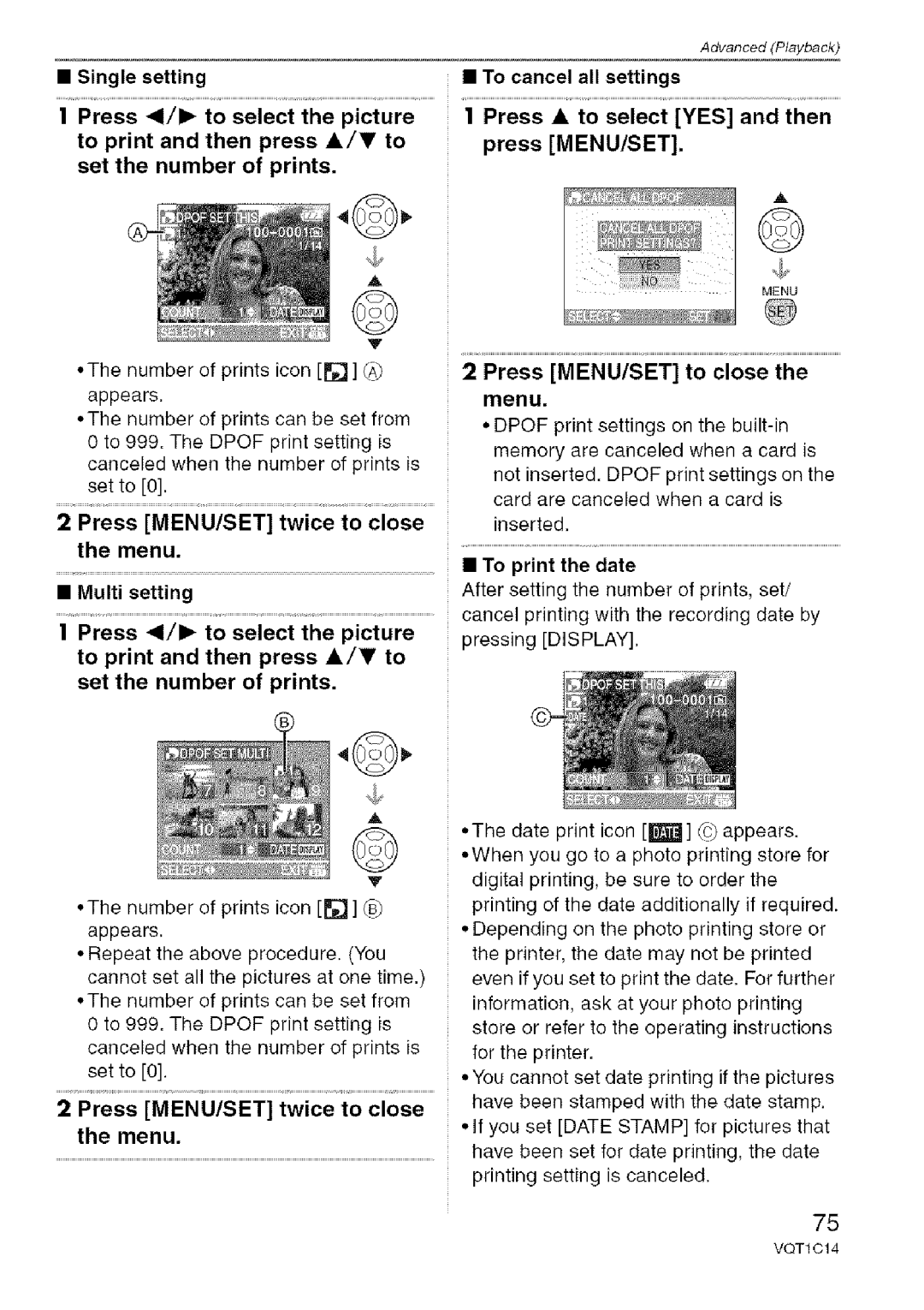 Panasonic DMC-FX10, DMC-FX12 operating instructions Press MENU/SET to close the menu, To print the date 