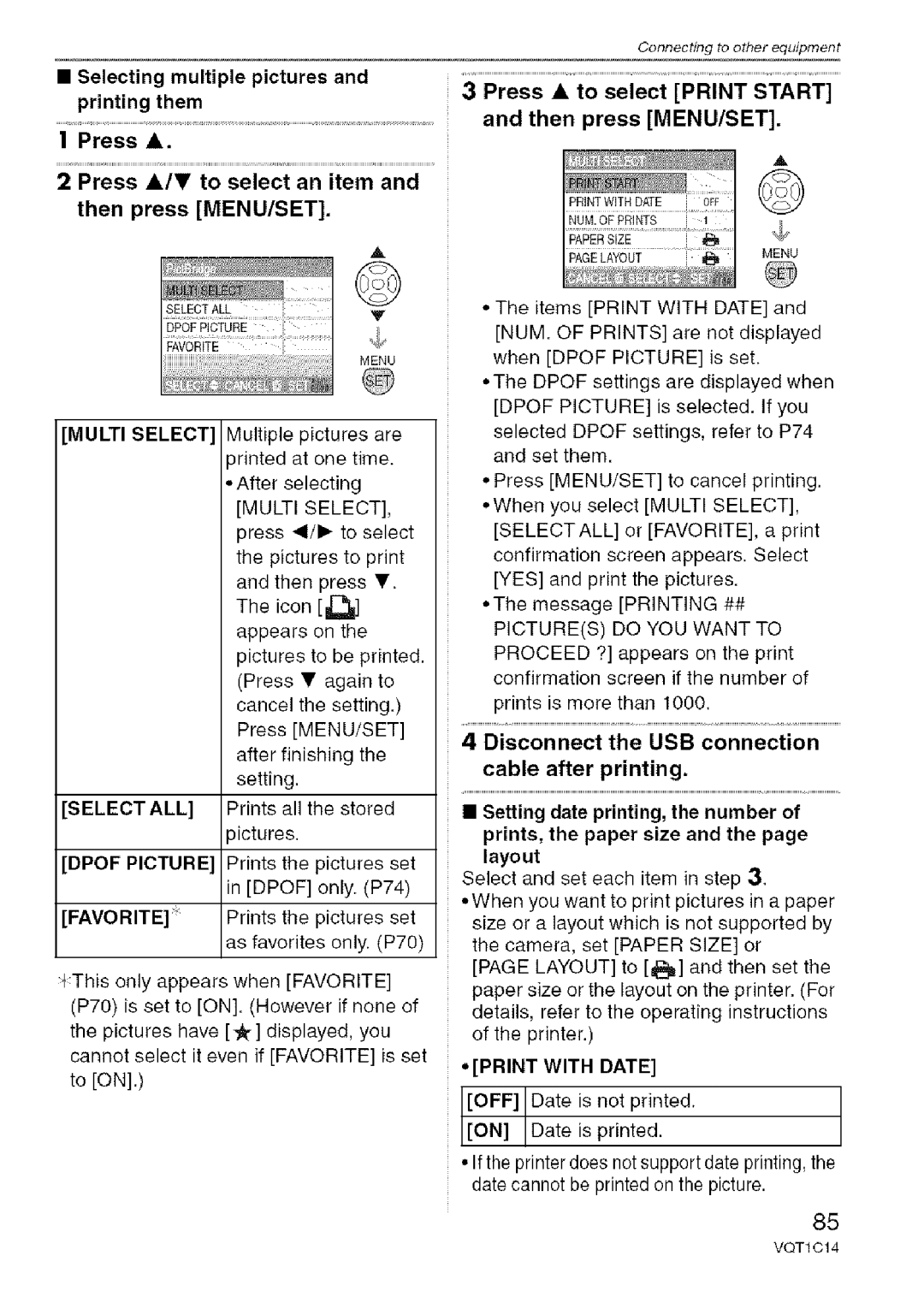 Panasonic DMC-FX10, DMC-FX12 operating instructions Press to select Print Start Then press MENU/SET, Print with Date 