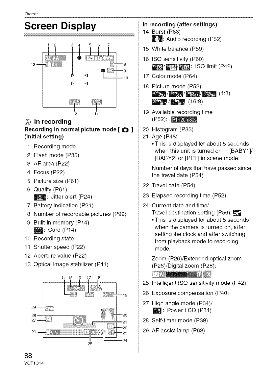 Panasonic DMC-FX12, DMC-FX10 operating instructions Screen Display, Iso, Recording Normal Picture Mode O 