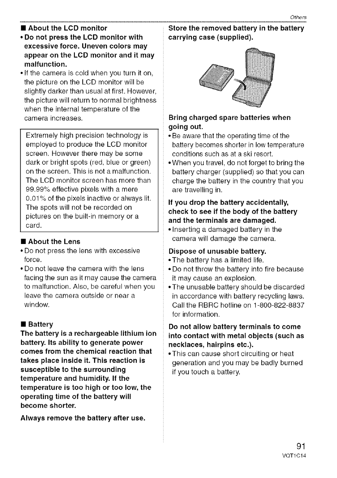 Panasonic DMC-FX10, DMC-FX12 operating instructions About the Lens, Dispose of unusable battery 