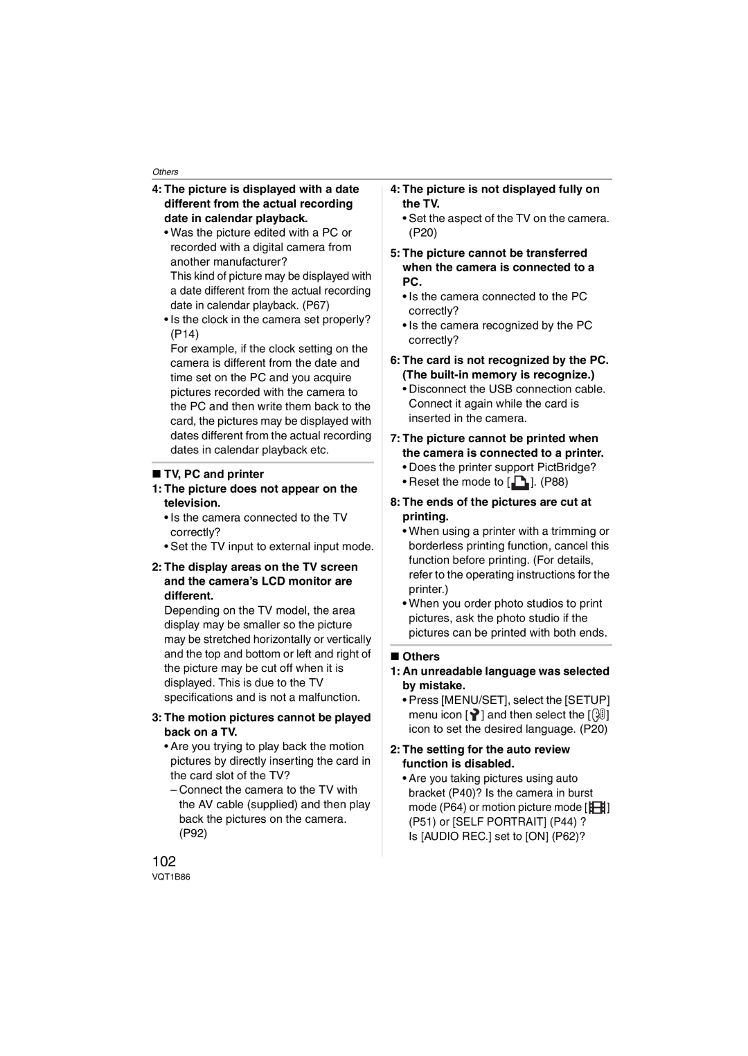 Panasonic DMC-FX30, DMCFX30K operating instructions 102 