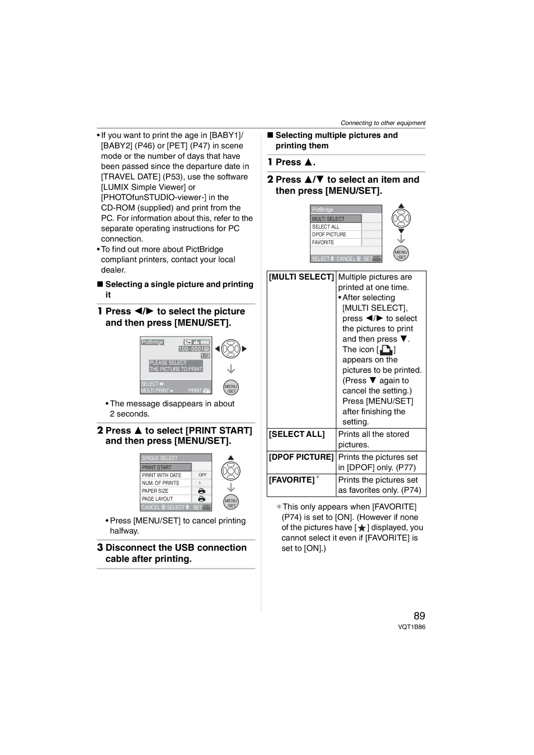 Panasonic DMCFX30K, DMC-FX30 operating instructions Press 2/1 to select the picture and then press MENU/SET, Favorite¢ 