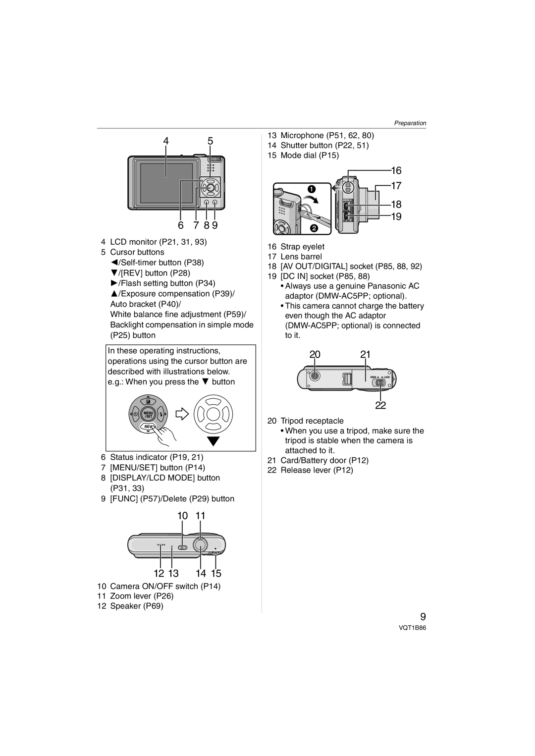 Panasonic DMCFX30K, DMC-FX30 operating instructions Preparation 