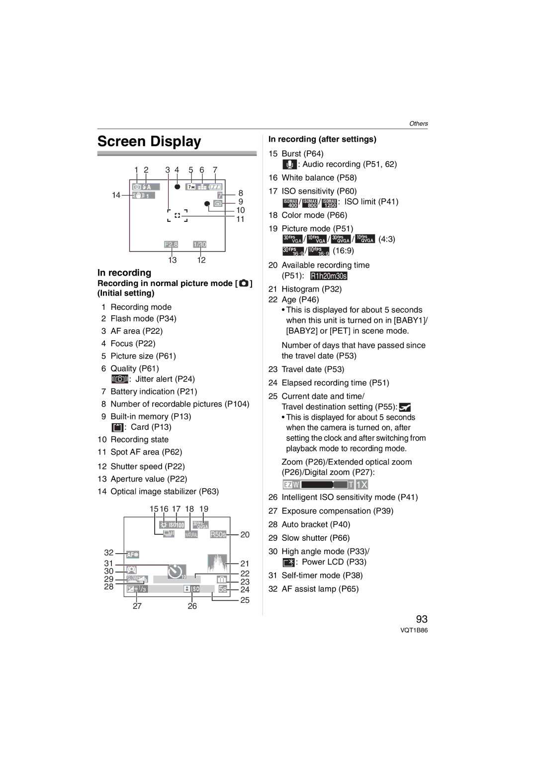 Panasonic DMCFX30K Screen Display, Recording in normal picture mode Initial setting, Recording after settings 