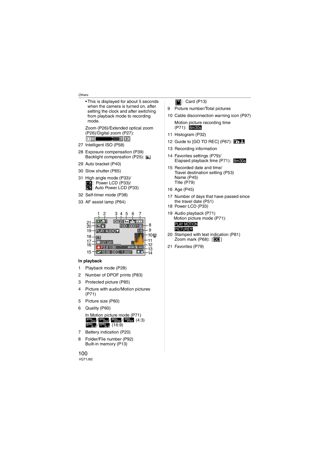 Panasonic DMC-FX33, VQT1J82 operating instructions 100, Playback 