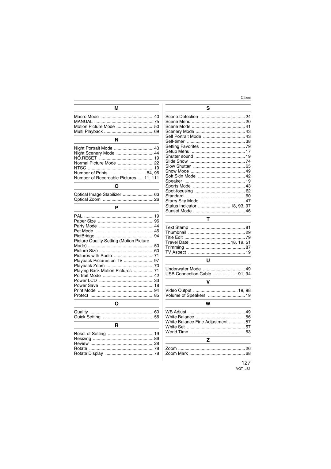 Panasonic VQT1J82, DMC-FX33 127, Number of Recordable Pictures, Picture Quality Setting Motion Picture, Status Indicator 