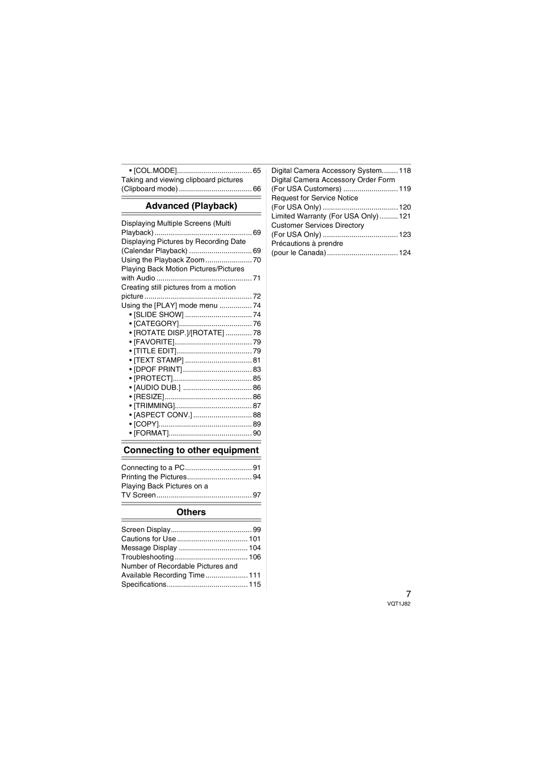 Panasonic VQT1J82, DMC-FX33 operating instructions Col.Mode, Format 