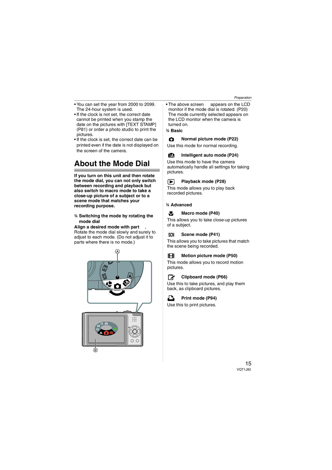 Panasonic DMC-FX33 operating instructions About the Mode Dial 