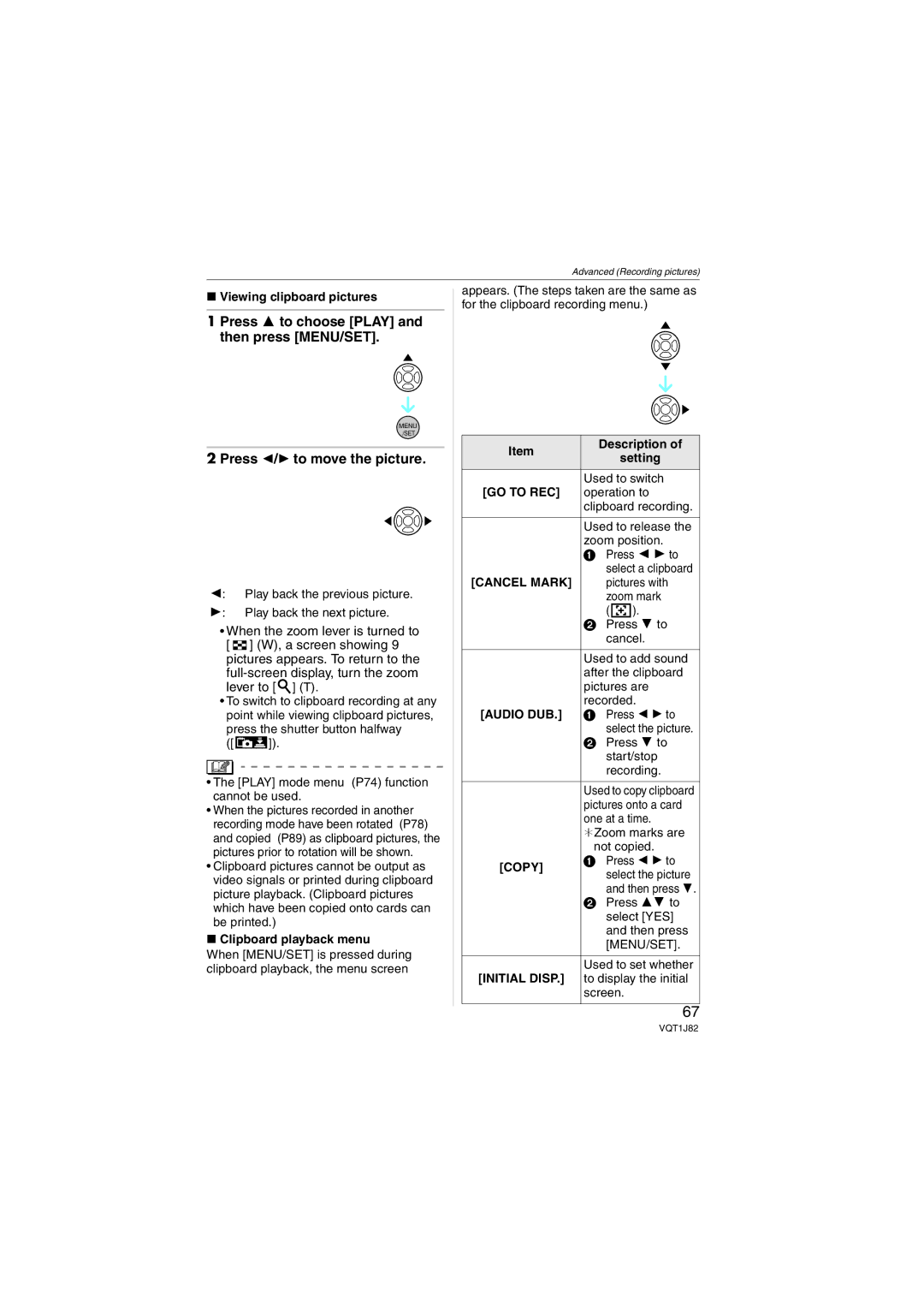 Panasonic DMC-FX33 Press 3 to choose Play and then press MENU/SET, Press 2/1 to move the picture, GO to REC, Cancel Mark 