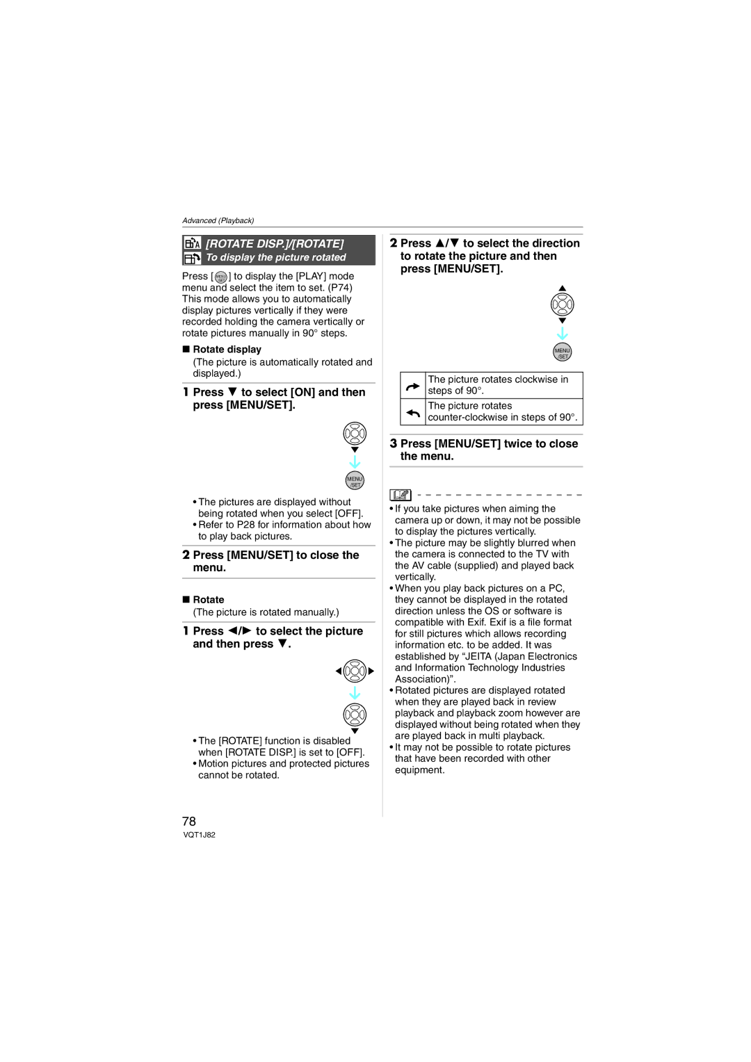 Panasonic DMC-FX33 Rotate DISP./ROTATE, Press 2/1 to select the picture and then press, To display the picture rotated 