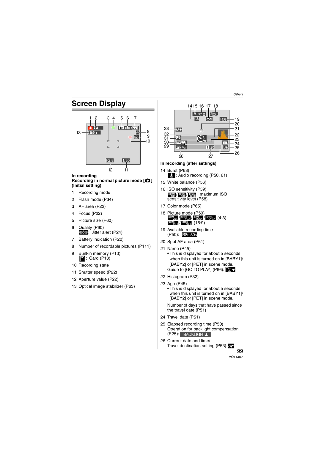 Panasonic DMC-FX33 Screen Display, Recording Recording in normal picture mode Initial setting, Recording after settings 