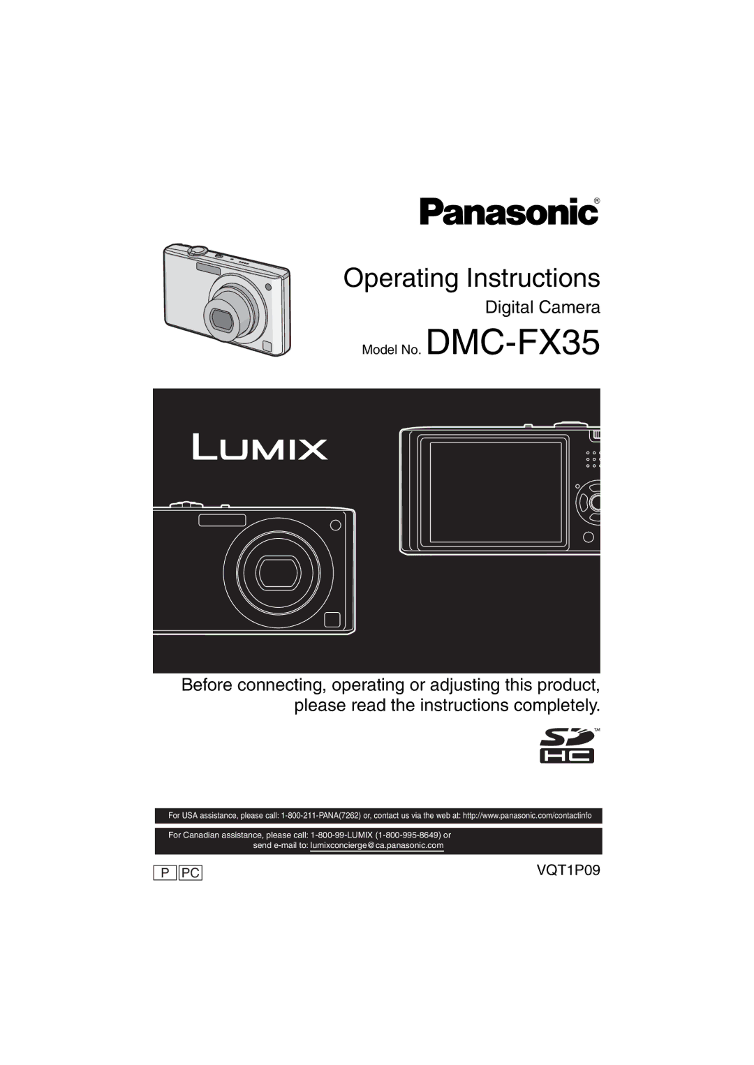 Panasonic DMC-FX35 operating instructions Operating Instructions 