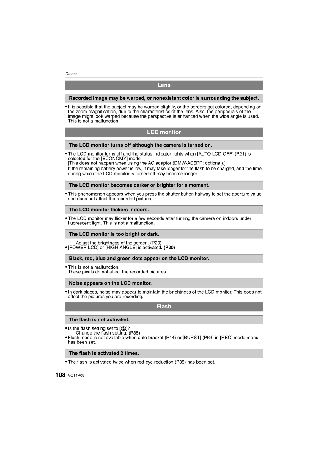 Panasonic DMC-FX35 operating instructions Lens, LCD monitor, Flash 