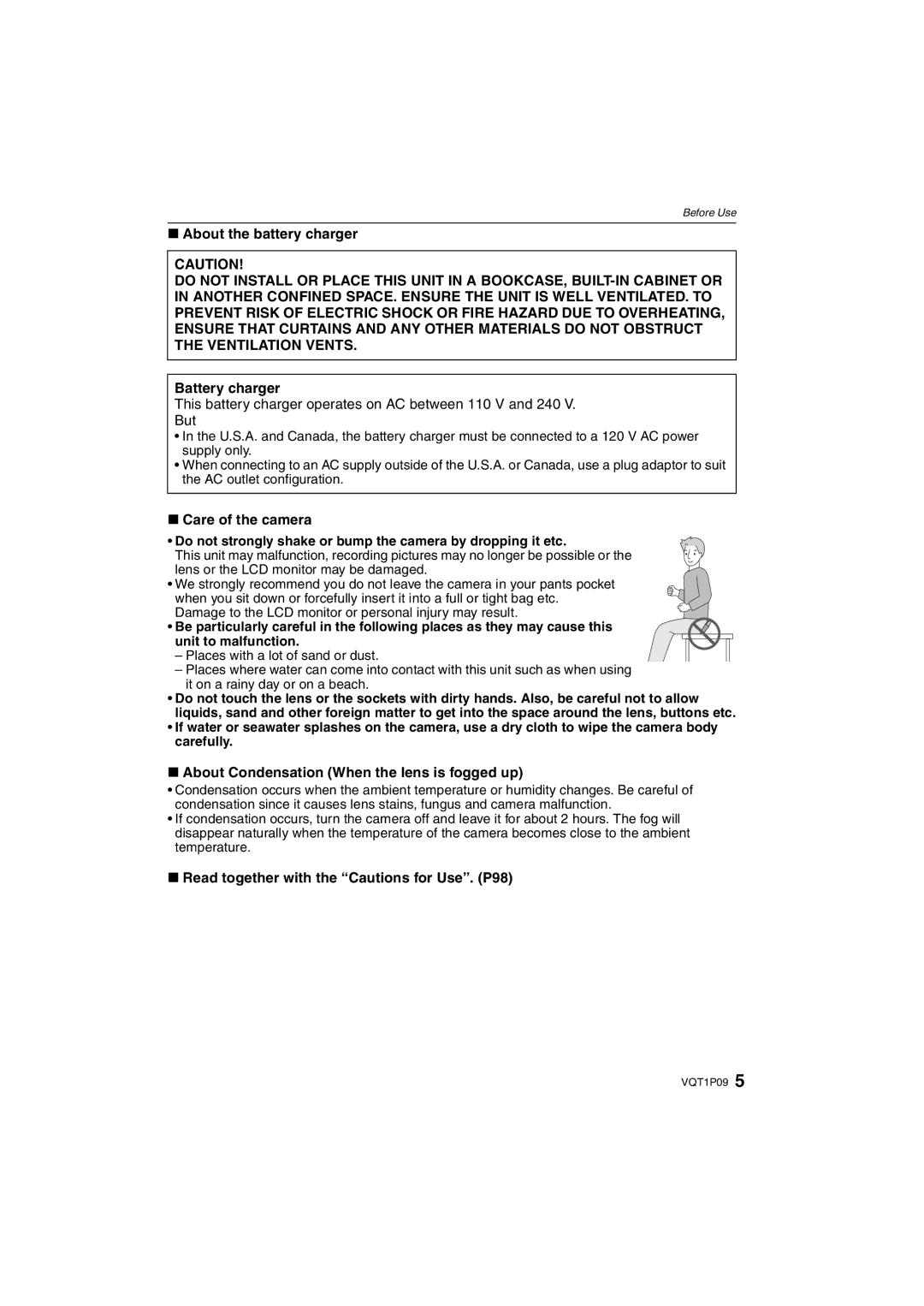 Panasonic DMC-FX35 operating instructions About the battery charger, Battery charger, Care of the camera 