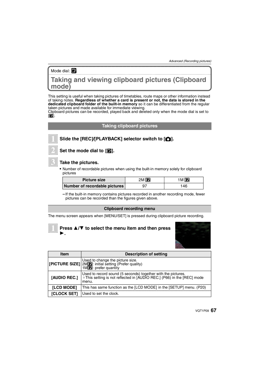 Panasonic DMC-FX35 operating instructions Taking and viewing clipboard pictures Clipboard mode, Taking clipboard pictures 