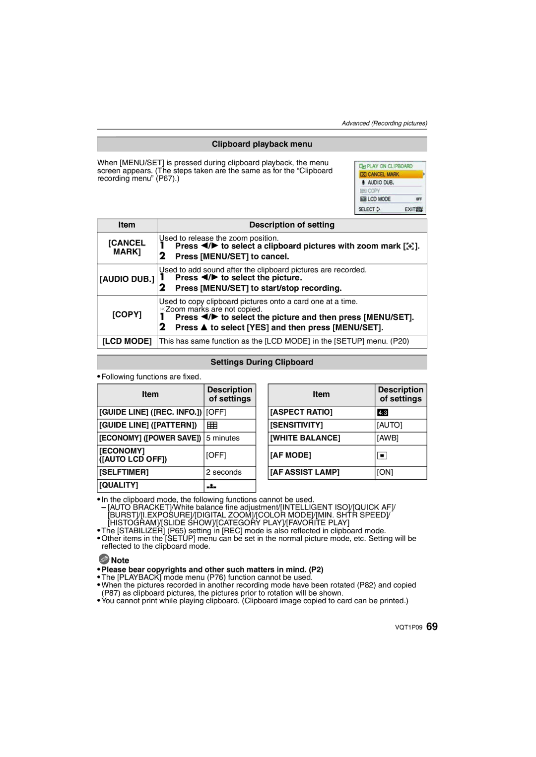 Panasonic DMC-FX35 operating instructions Cancel, Mark, Copy 