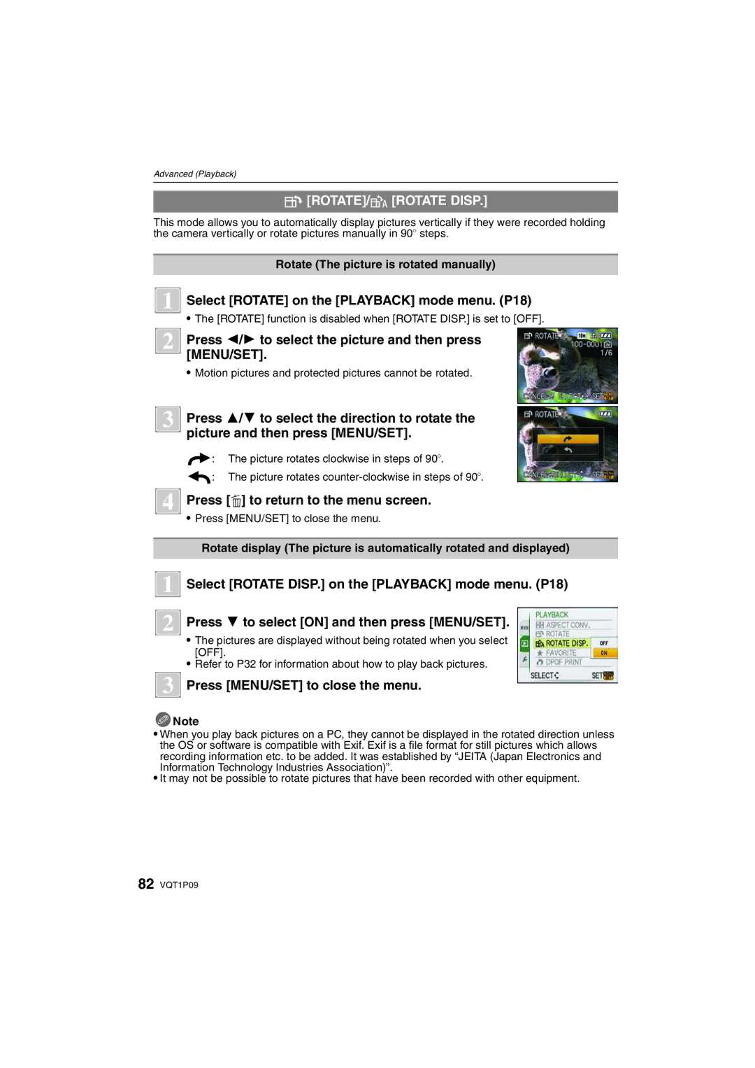 Panasonic DMC-FX35 operating instructions ROTATE/M Rotate Disp, Select Rotate on the Playback mode menu. P18 