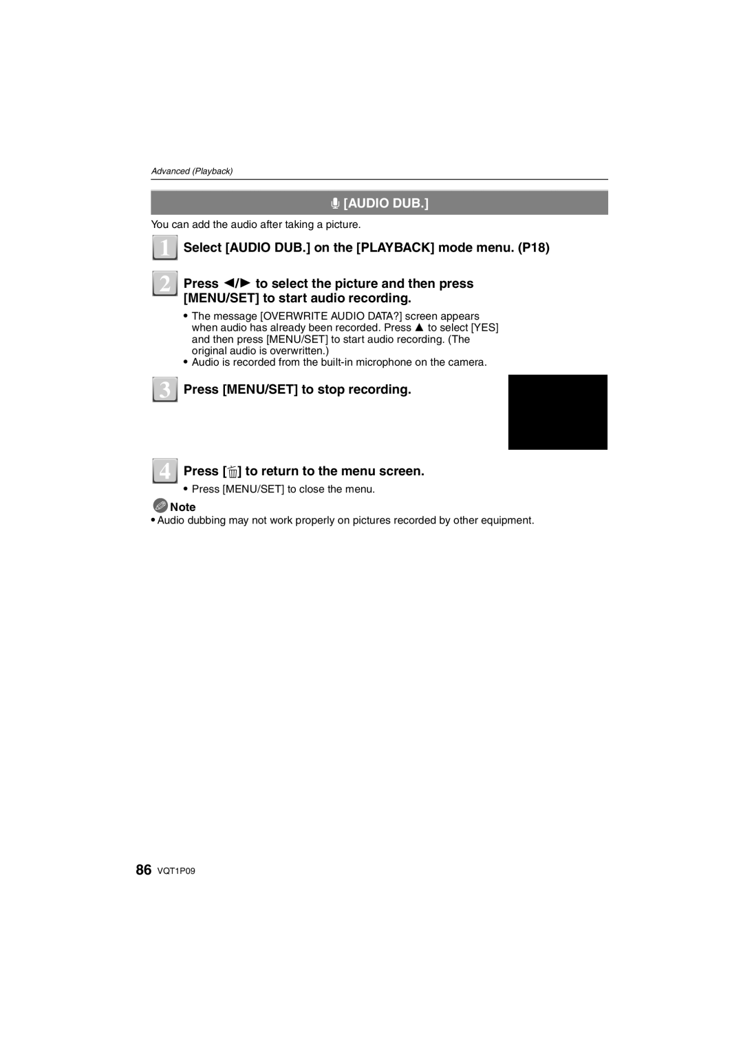 Panasonic DMC-FX35 operating instructions Audio DUB 