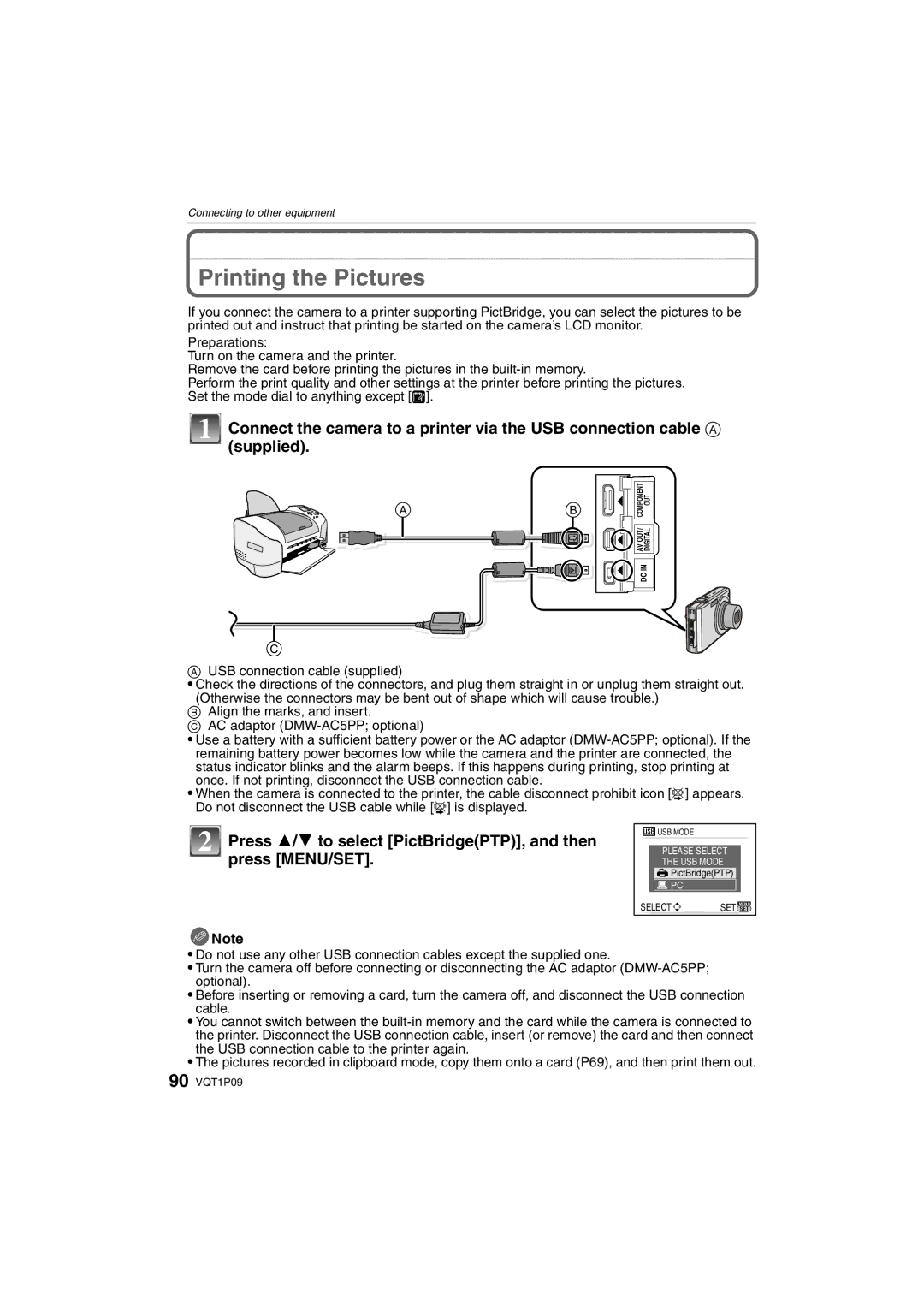 Panasonic DMC-FX35 operating instructions Printing the Pictures, Press 3/4 to select PictBridgePTP, and then press MENU/SET 