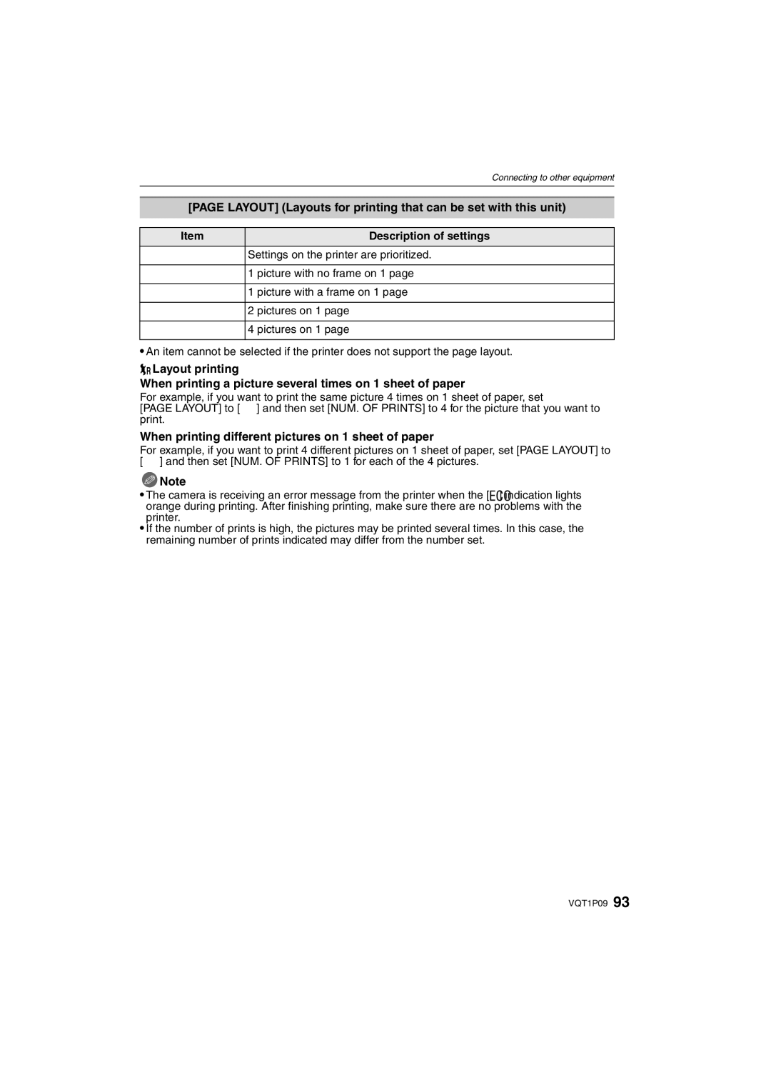 Panasonic DMC-FX35 operating instructions Layout Layouts for printing that can be set with this unit 