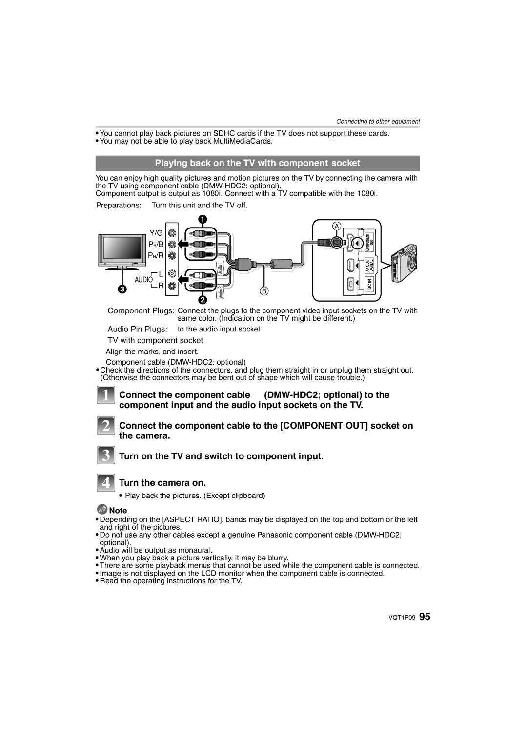 Panasonic DMC-FX35 operating instructions Playing back on the TV with component socket 