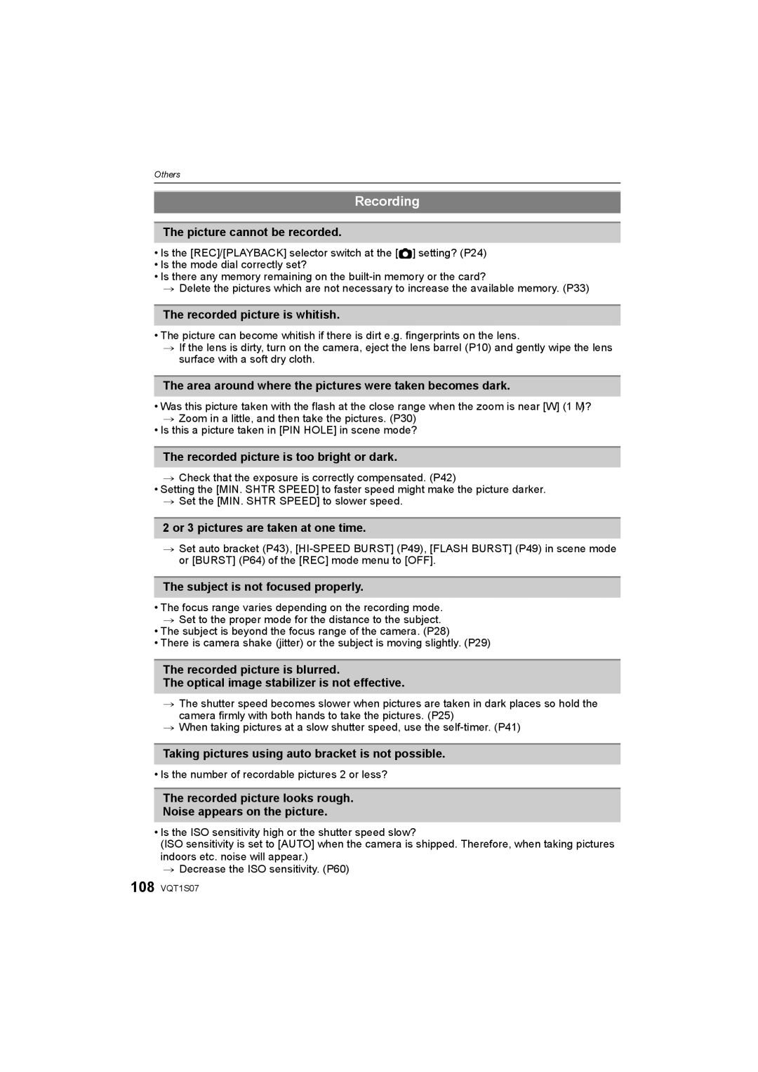 Panasonic DMC-FX38 operating instructions Recording 