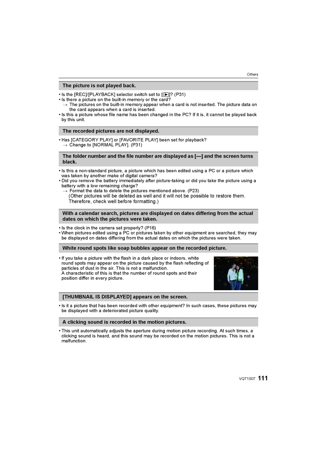 Panasonic DMC-FX38 operating instructions Picture is not played back, Recorded pictures are not displayed 